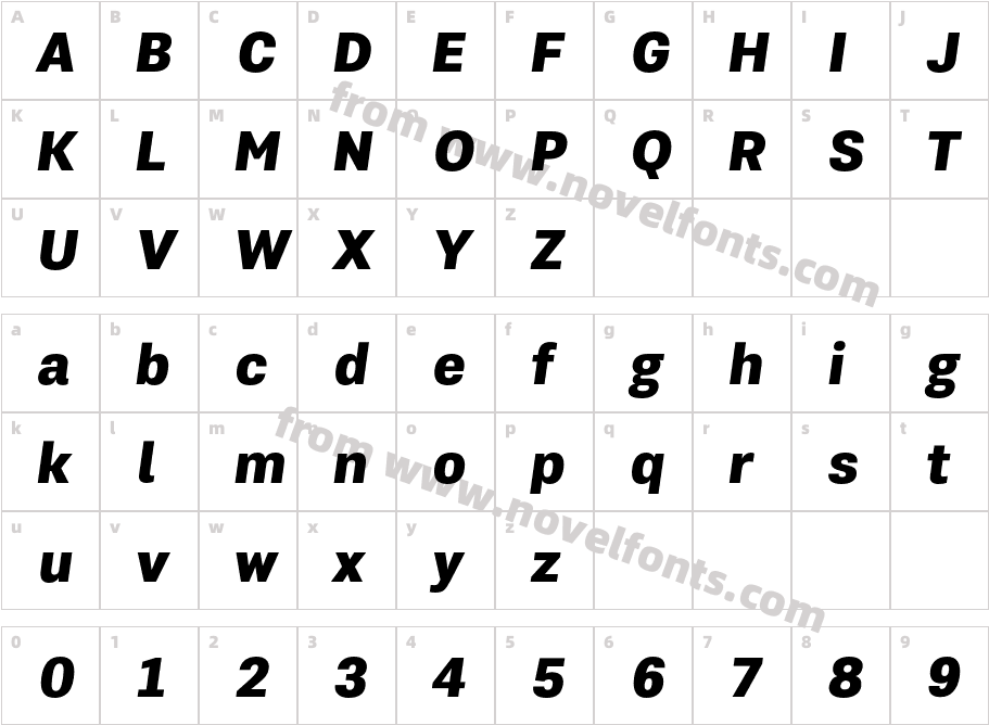 Kommon Grotesk Ultra Bold ItCharacter Map