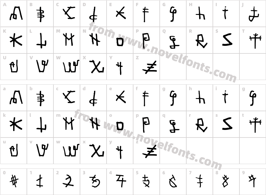 Martian FontCharacter Map