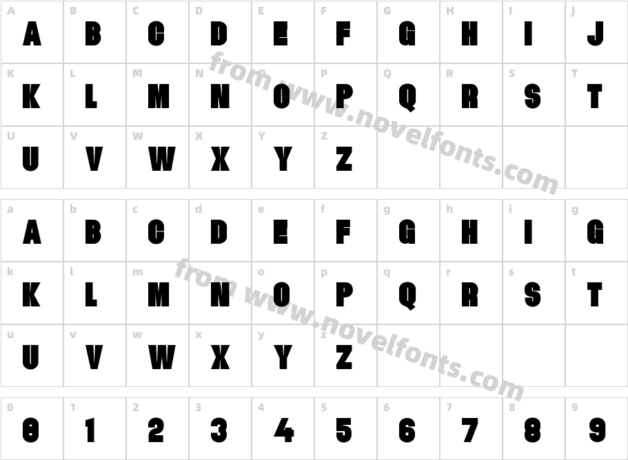 Kontesa Typeface BlackCharacter Map