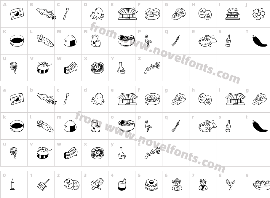Korea RegularCharacter Map