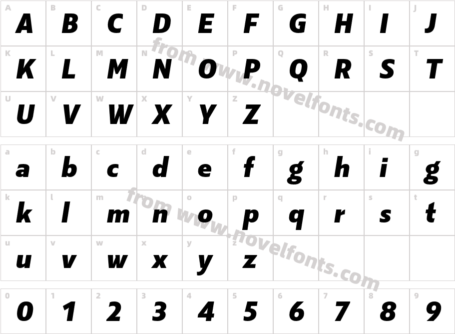 Kranto Black Display ItalicCharacter Map