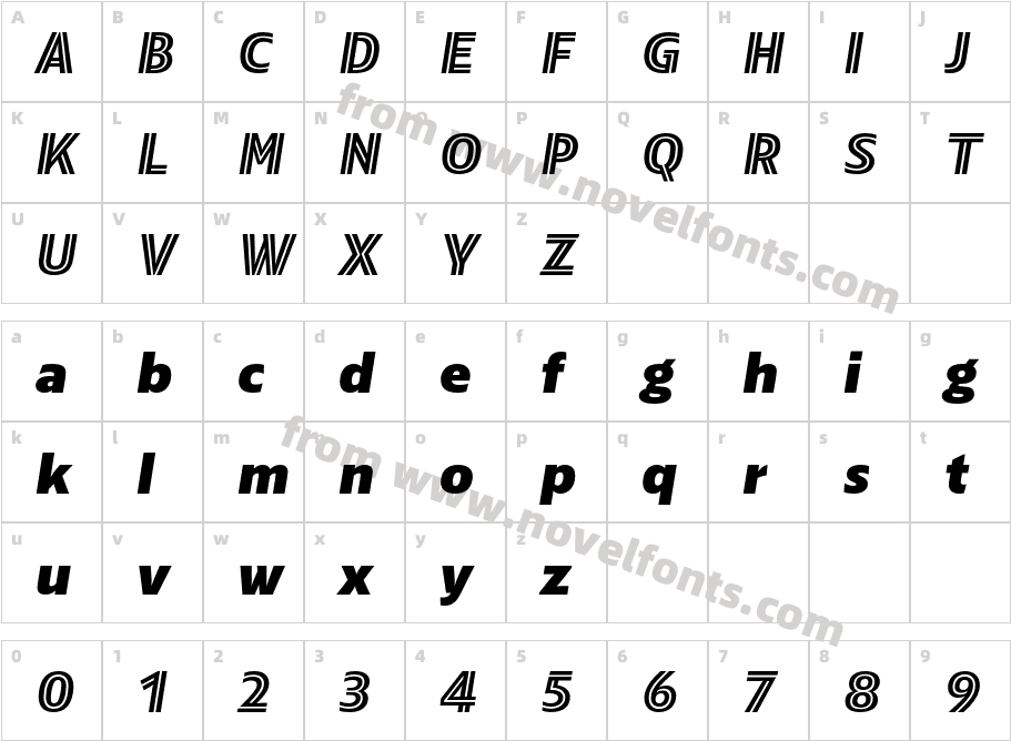 Kranto Black Text Italic InlineCharacter Map