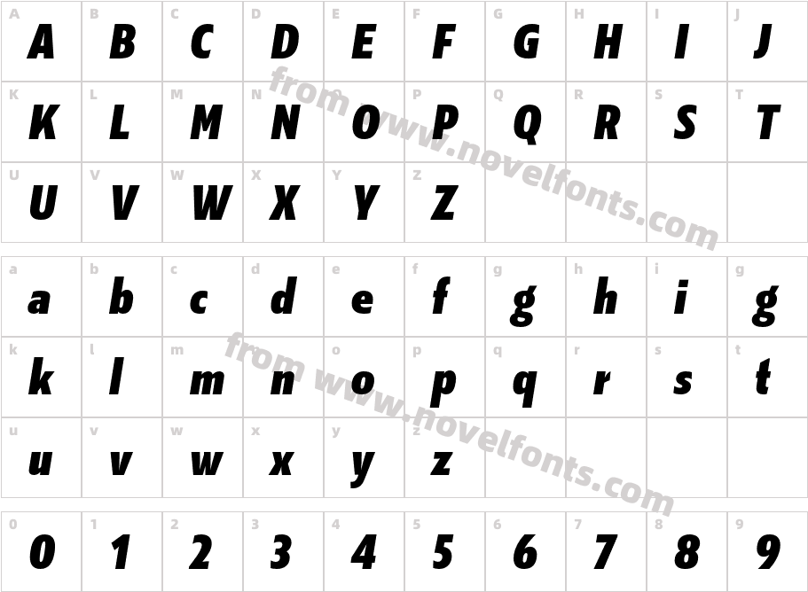 Kranto Cond Black Display ItalicCharacter Map