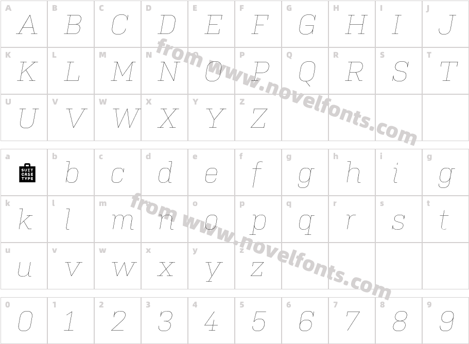 Kulturista TRIAL Thin ItalicCharacter Map