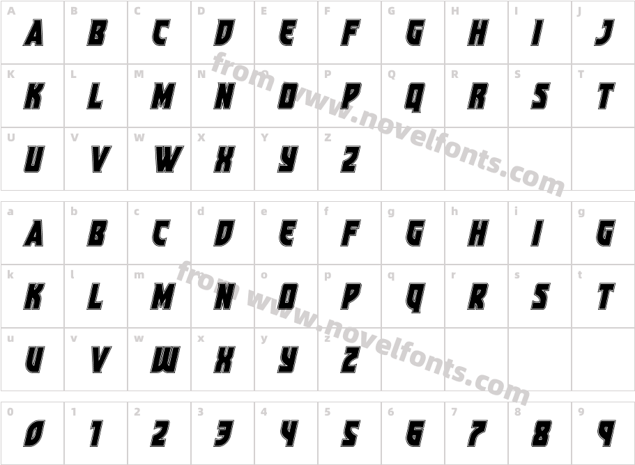 Kung Fu Master Academy ItalicCharacter Map