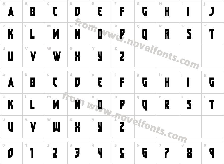Kung Fu Master CondensedCharacter Map