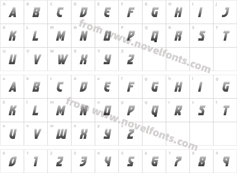 Kung Fu Master Gradient ItalicCharacter Map