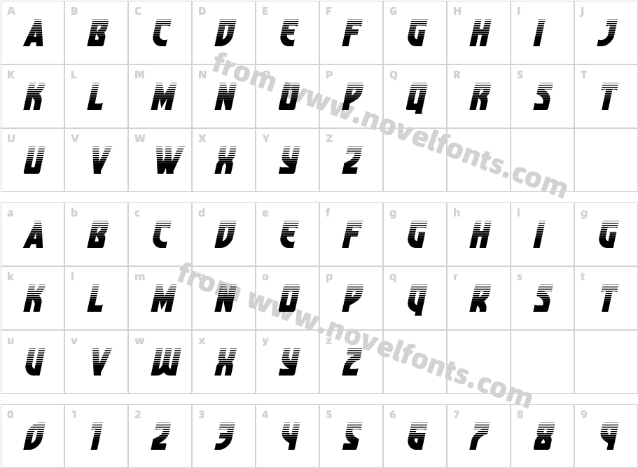 Kung Fu Master Halftone ItalicCharacter Map