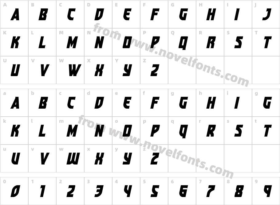 Kung Fu Master Spaced ItalicCharacter Map