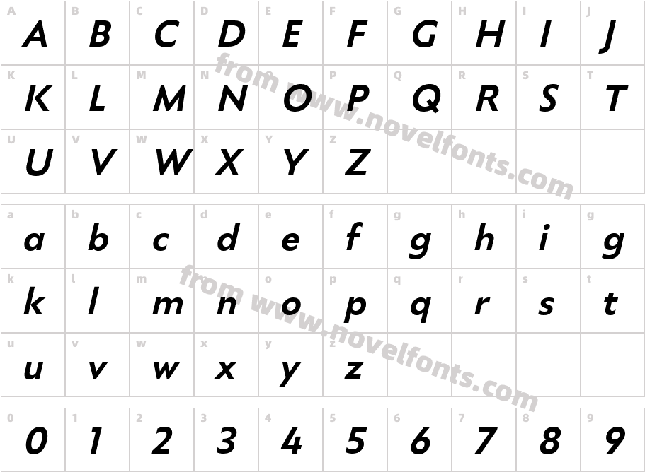 LC Trinidad Bold ObliqueCharacter Map