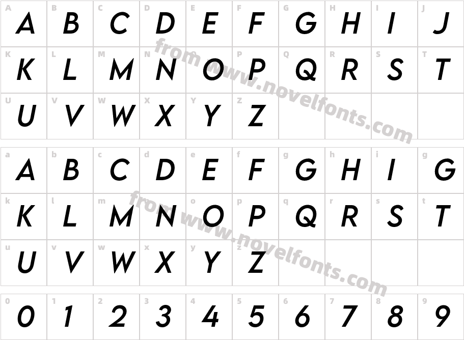 LEMON MILK Regular ItalicCharacter Map