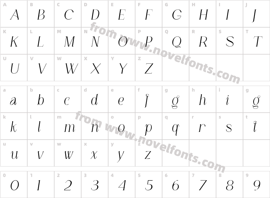LOUI Sfelligri Light SlantedCharacter Map