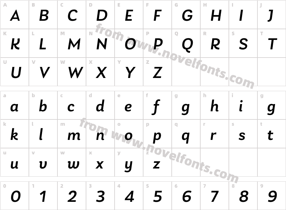 Laca Medium ItalicCharacter Map