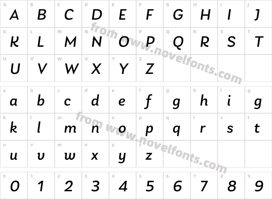 Laca Regular ItalicCharacter Map