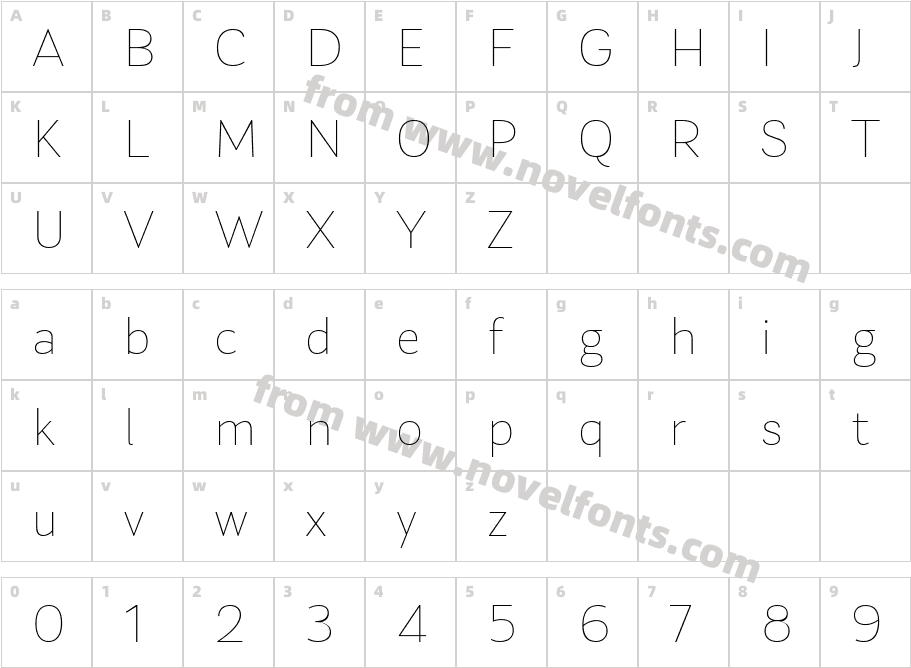 Laca Text Extra LightCharacter Map