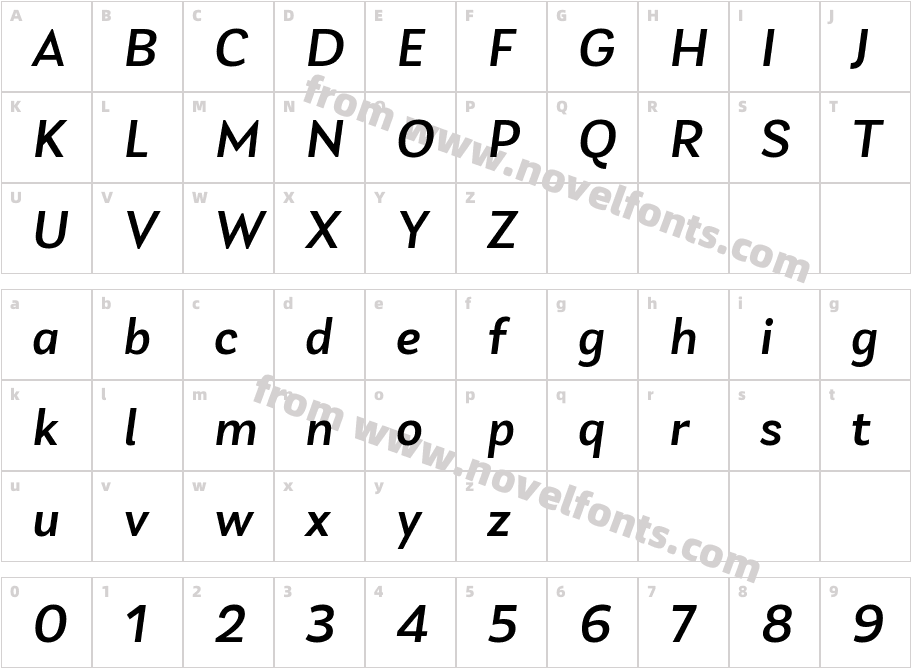 Laca Text Medium ItalicCharacter Map