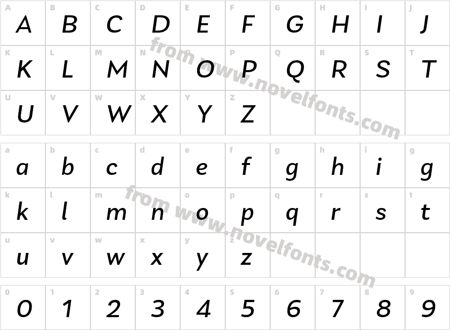 Laca Text Regular ItalicCharacter Map