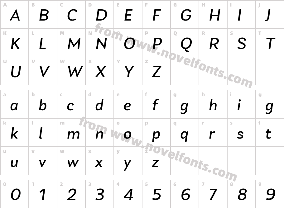Laca Text Regular ItalicCharacter Map