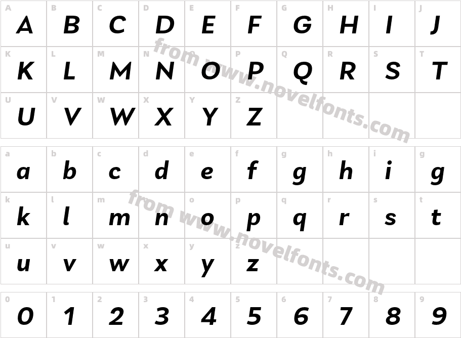 Laca Text Semibold ItalicCharacter Map