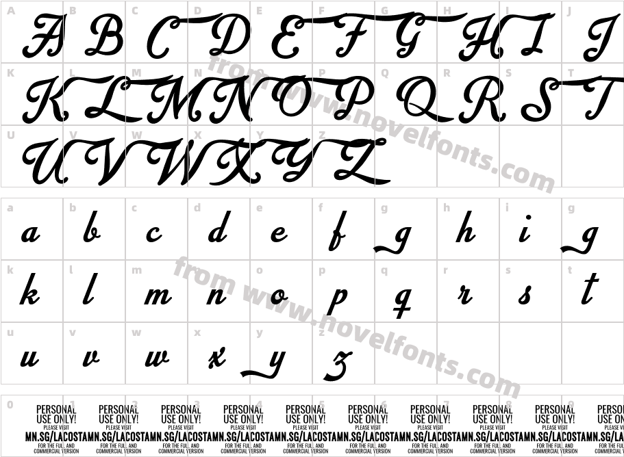 Lacosta PERSONAL USE ONLYCharacter Map