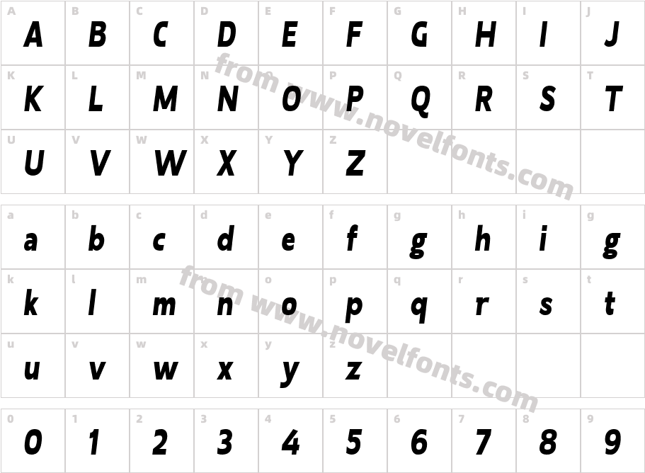 Laire Sans Black Obliq CondCharacter Map
