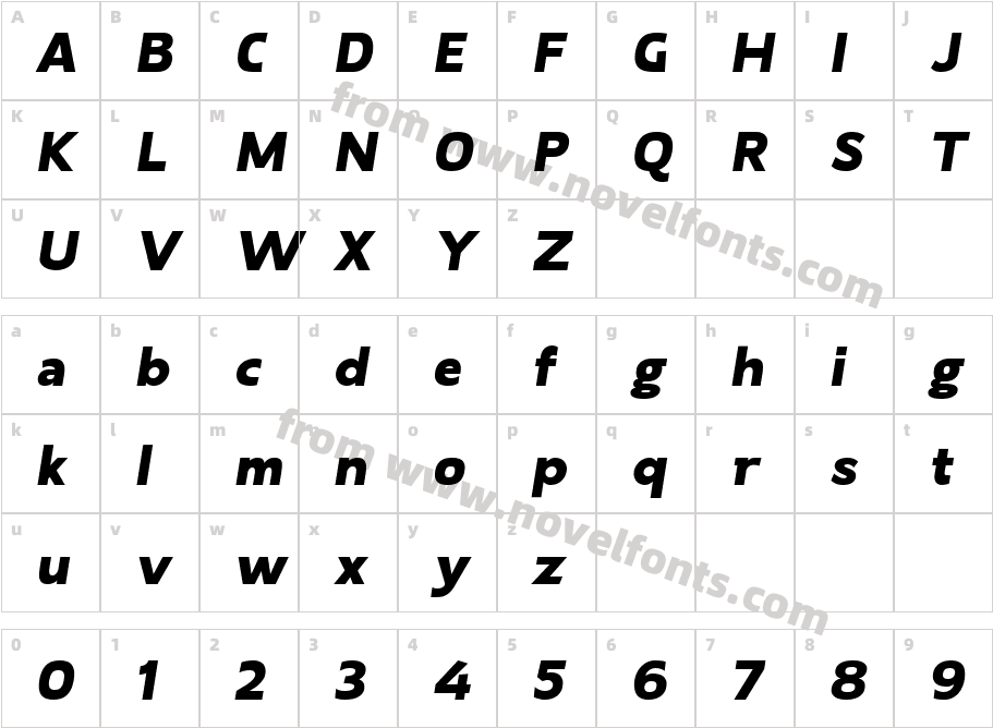 Laire Sans Black ObliqueCharacter Map
