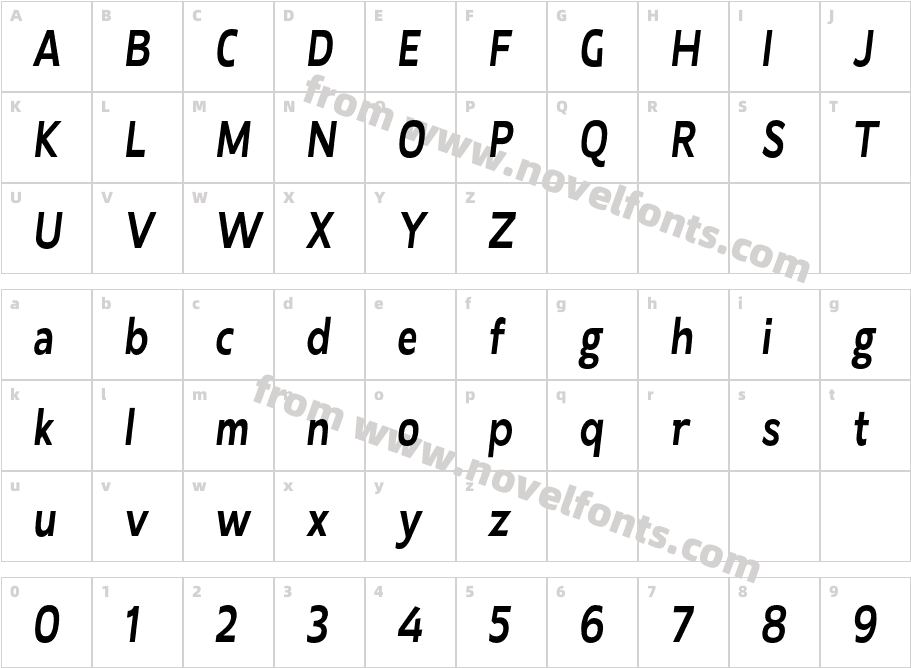 Laire Sans Bold Obliq CondCharacter Map