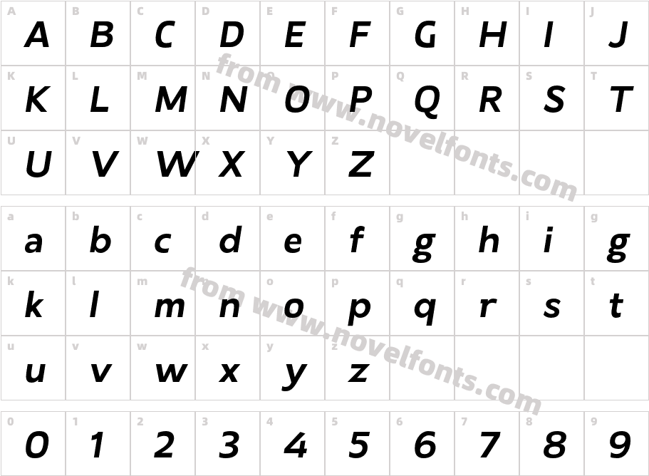 Laire Sans Bold ObliqueCharacter Map