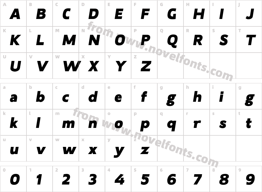 Laire Sans Extra Black ObliqueCharacter Map