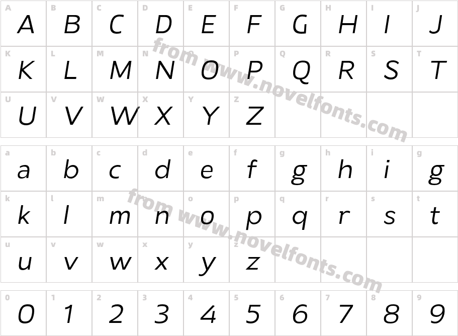Laire Sans ObliqueCharacter Map