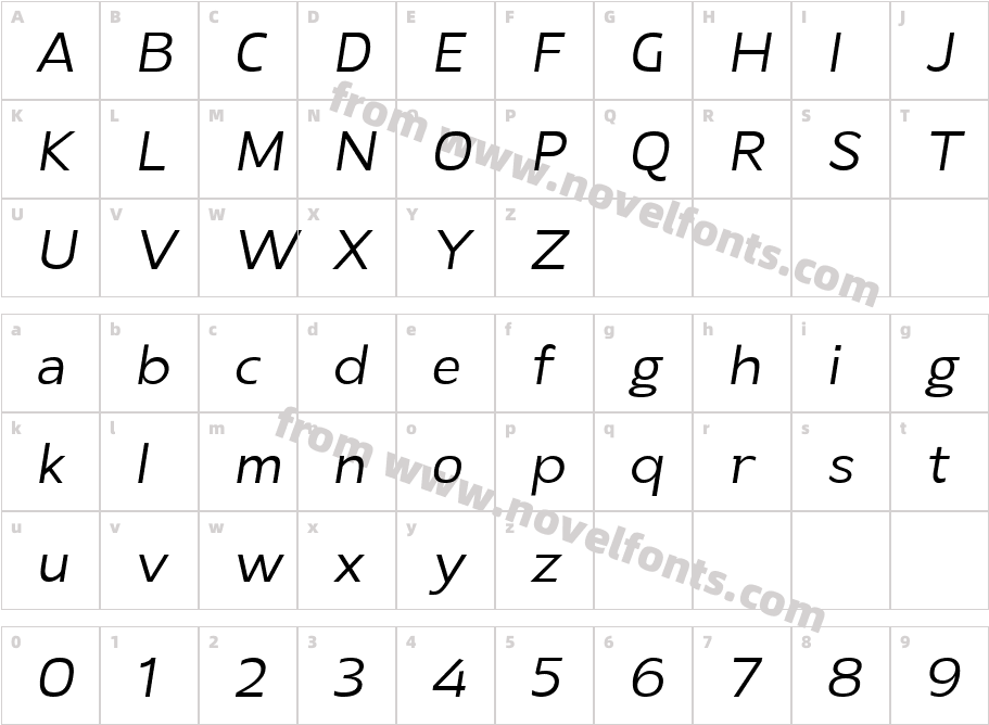 Laire Sans ObliqueCharacter Map