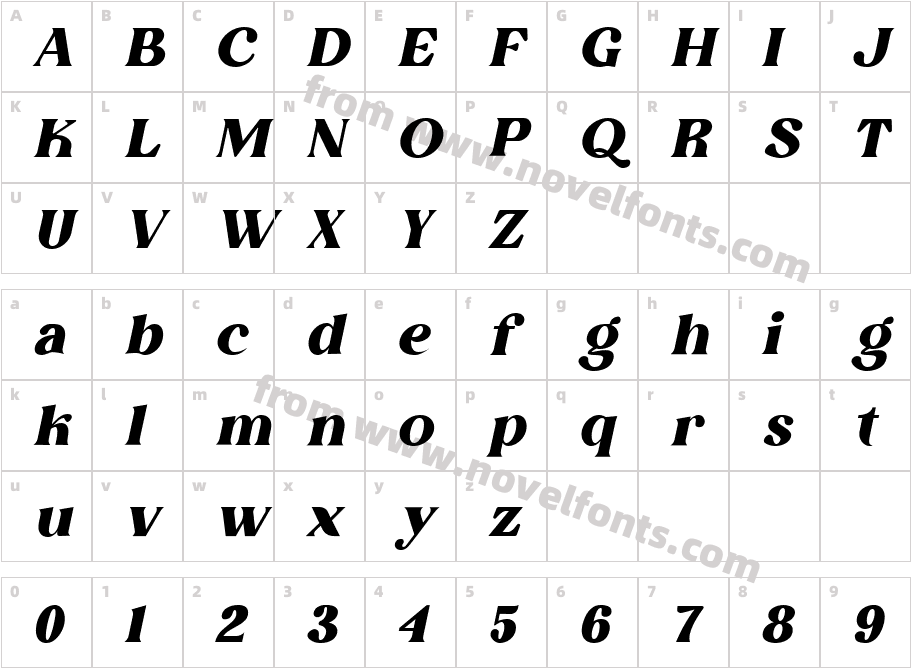 Mastji ItalicCharacter Map