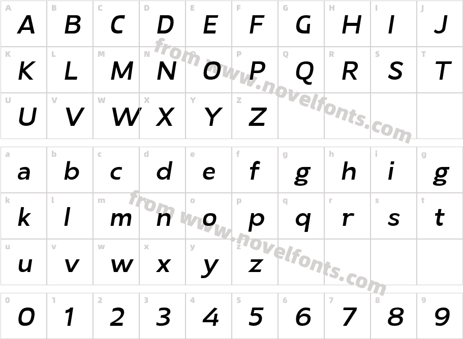Laire Sans Semibold ObliqueCharacter Map