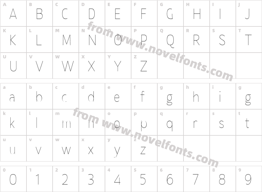 Laire Sans Thin CondensedCharacter Map