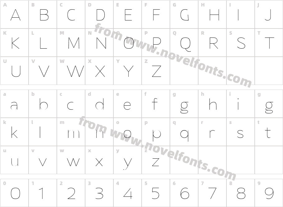 Laire Sans ThinCharacter Map