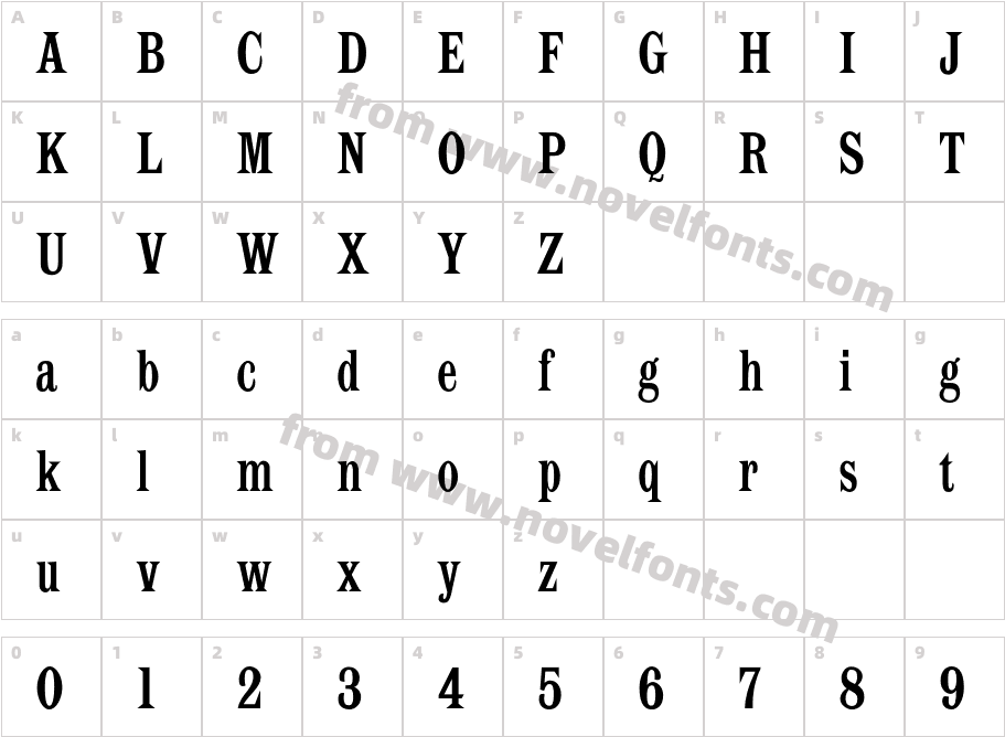 Latin CT CondensedCharacter Map