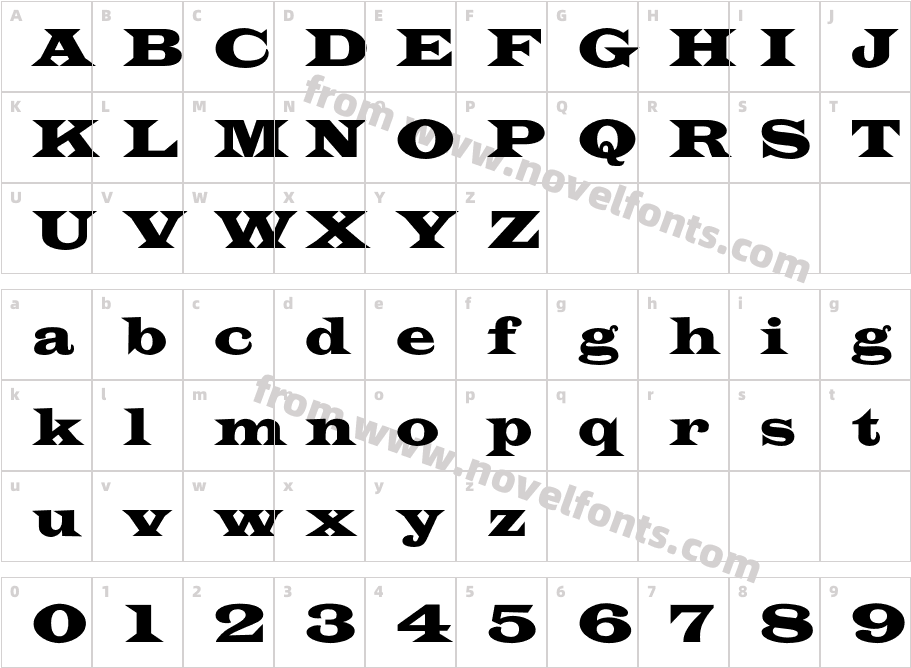 Latin CT Semi WideCharacter Map