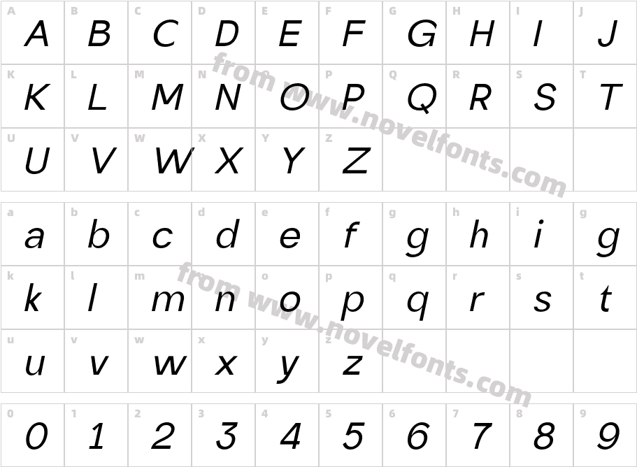 Latom Grotesque Medium ItalicCharacter Map