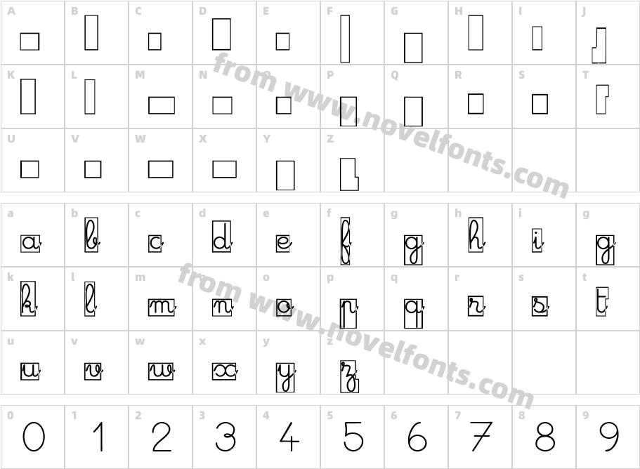 Maternellecolor cursive caseCharacter Map