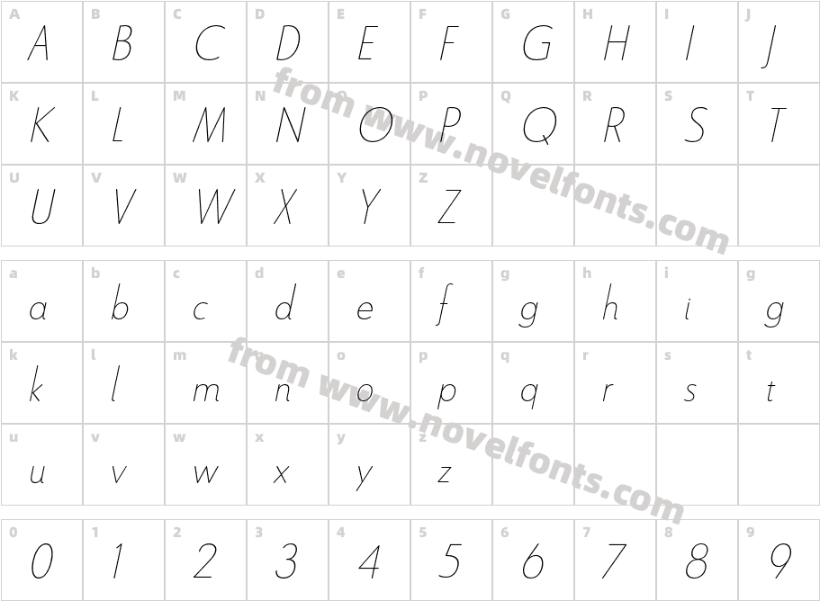 Le Havre Rounded Thin ItalicCharacter Map