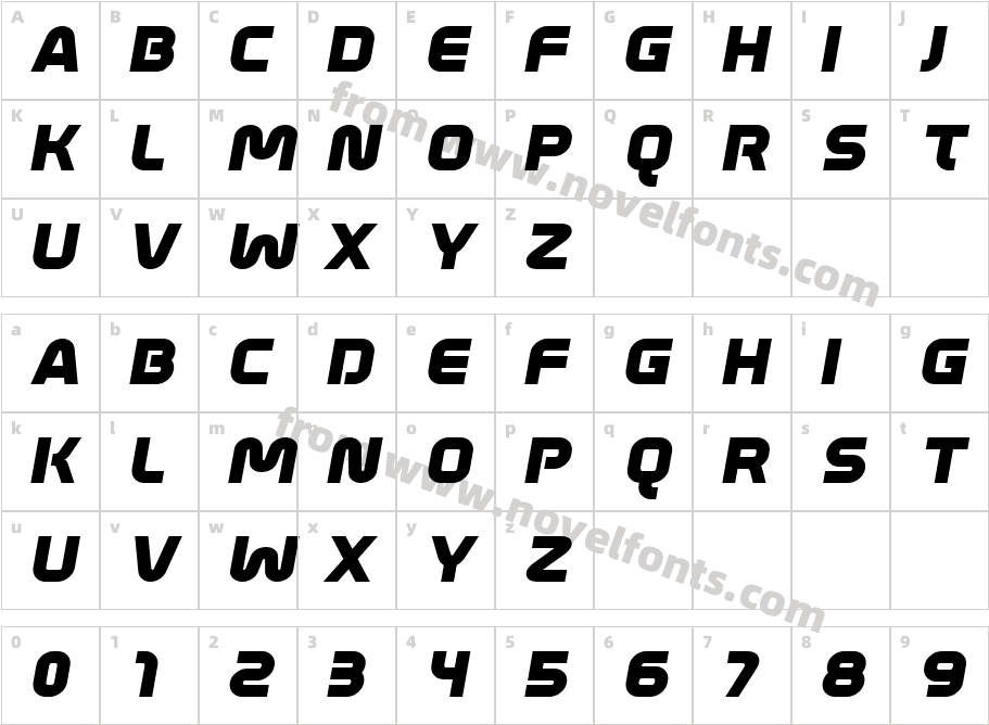 Mathmos Original ItalicCharacter Map