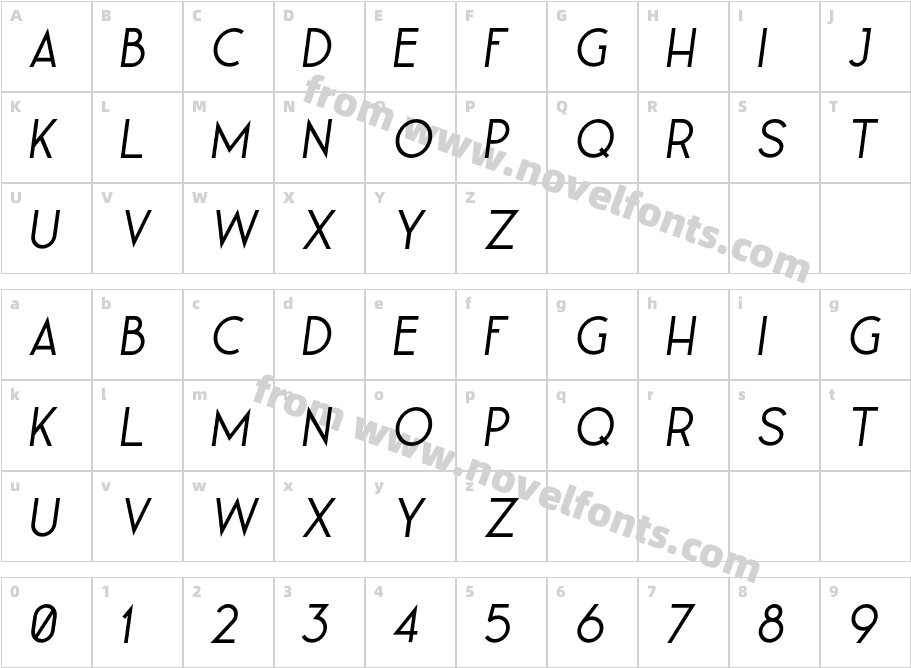 Leaner Regular ItalicCharacter Map