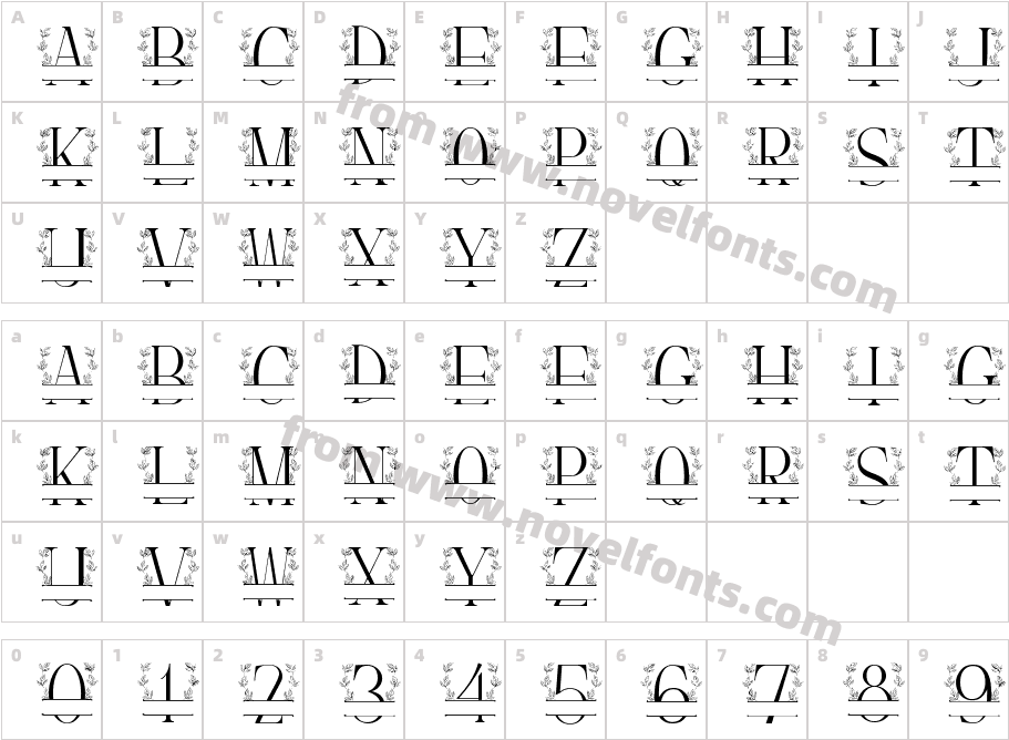 Leaves Wreath Monogram LineCharacter Map