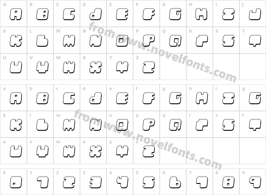 Leben Shadow ItalicCharacter Map