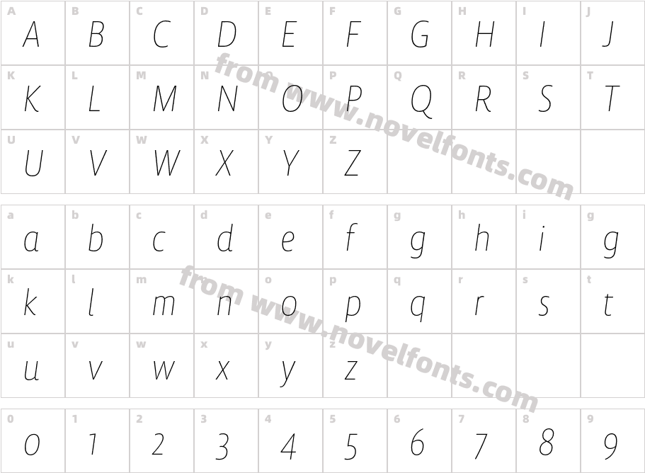 Lemon Sans Next Cond Thin ItalicCharacter Map