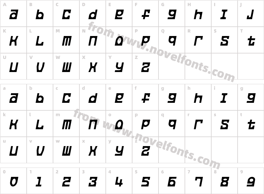 Leporid ItalicCharacter Map