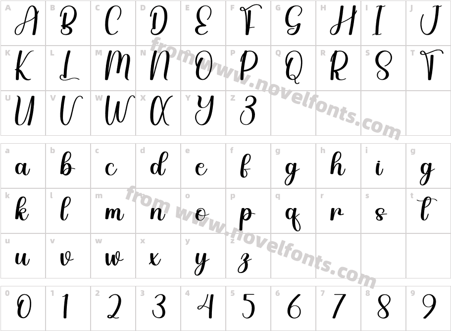 Lettering RegularCharacter Map