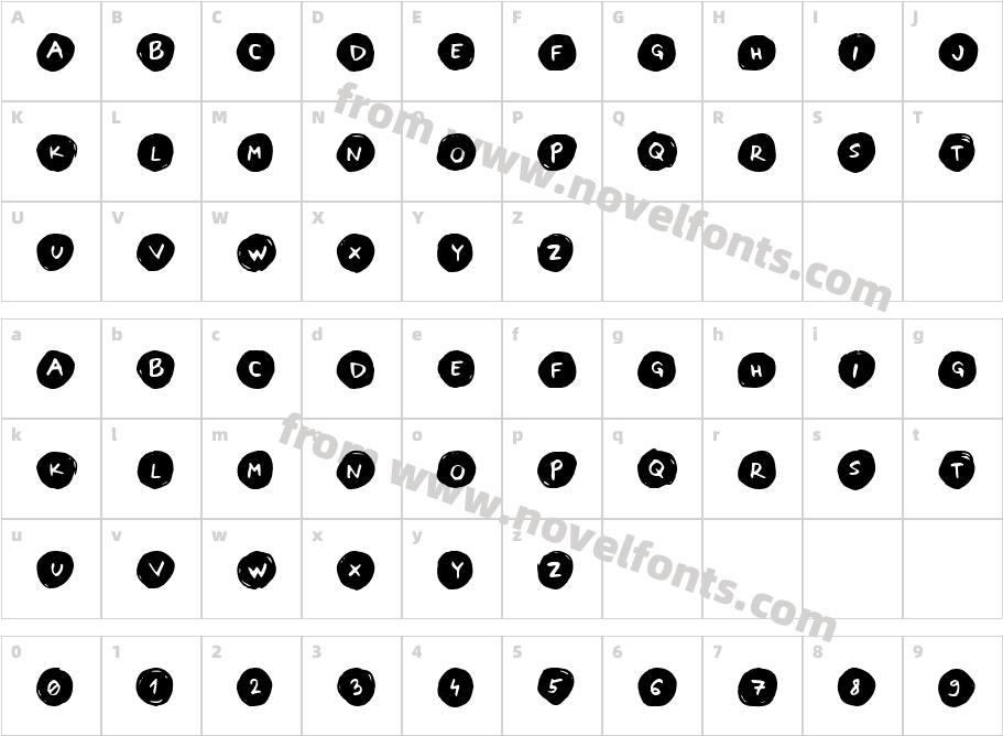 Letters in Circles Book RegularCharacter Map