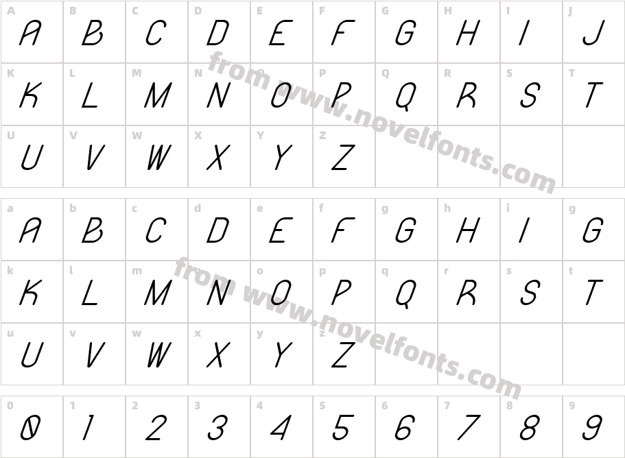 Likeguard ItalicCharacter Map
