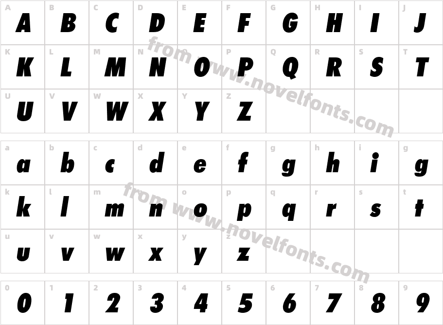 Limerick Cond Serial Heavy Regular ItalicCharacter Map